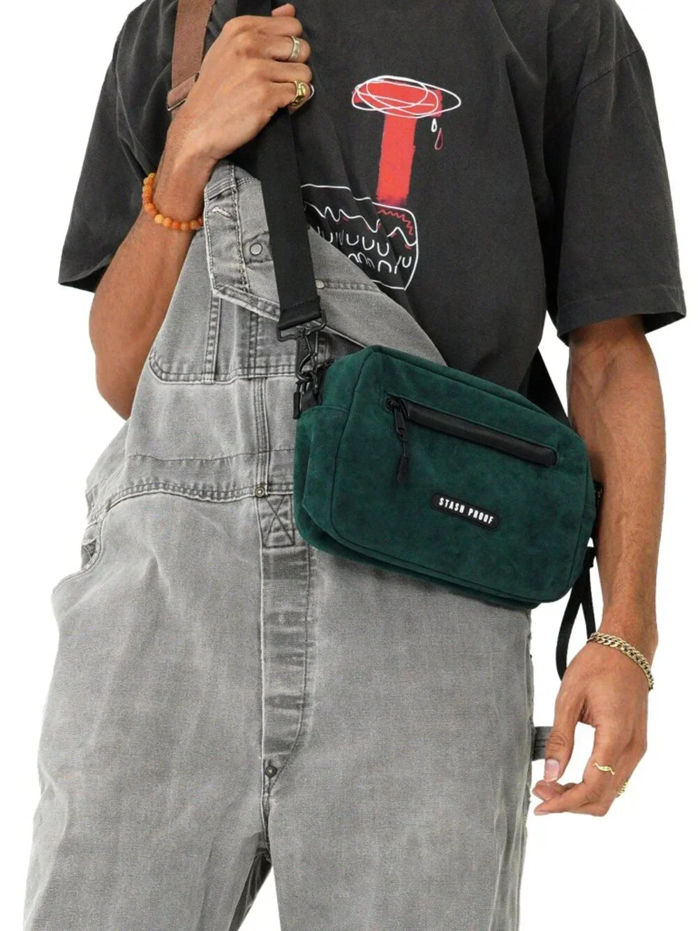 Stash Proof Rover Odor Resistant (Green Suede) Cross-body and Shoulder Bag